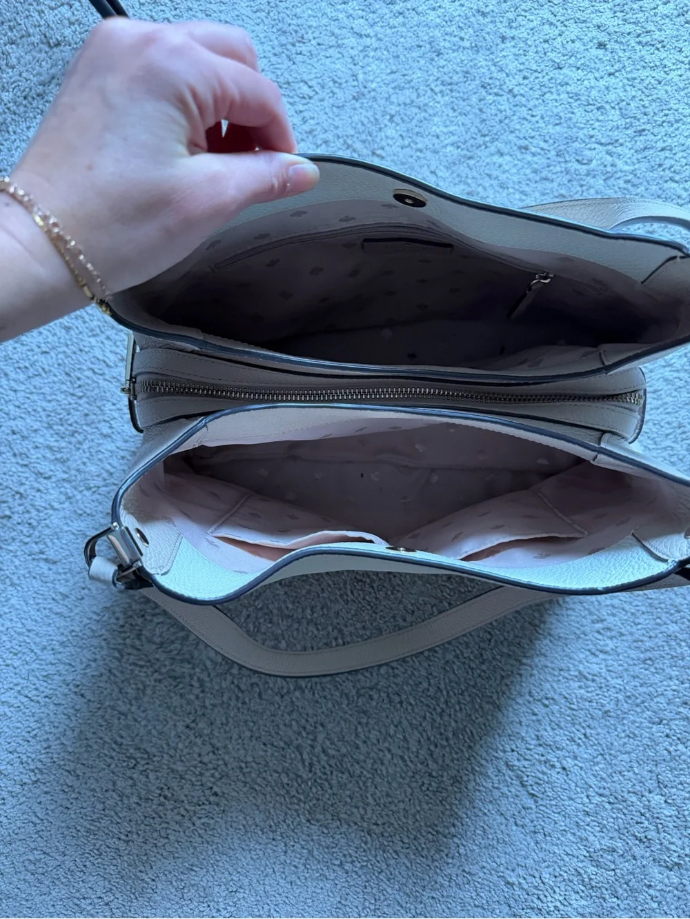 kate spade Cream Pebbled Leather Shoulder Hobo